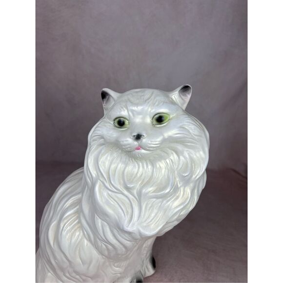 Vintage Large Chalkware Kitty Cat Piggy Coin Bank Persian Cat Kitschy Figurine - Picture 9 of 12